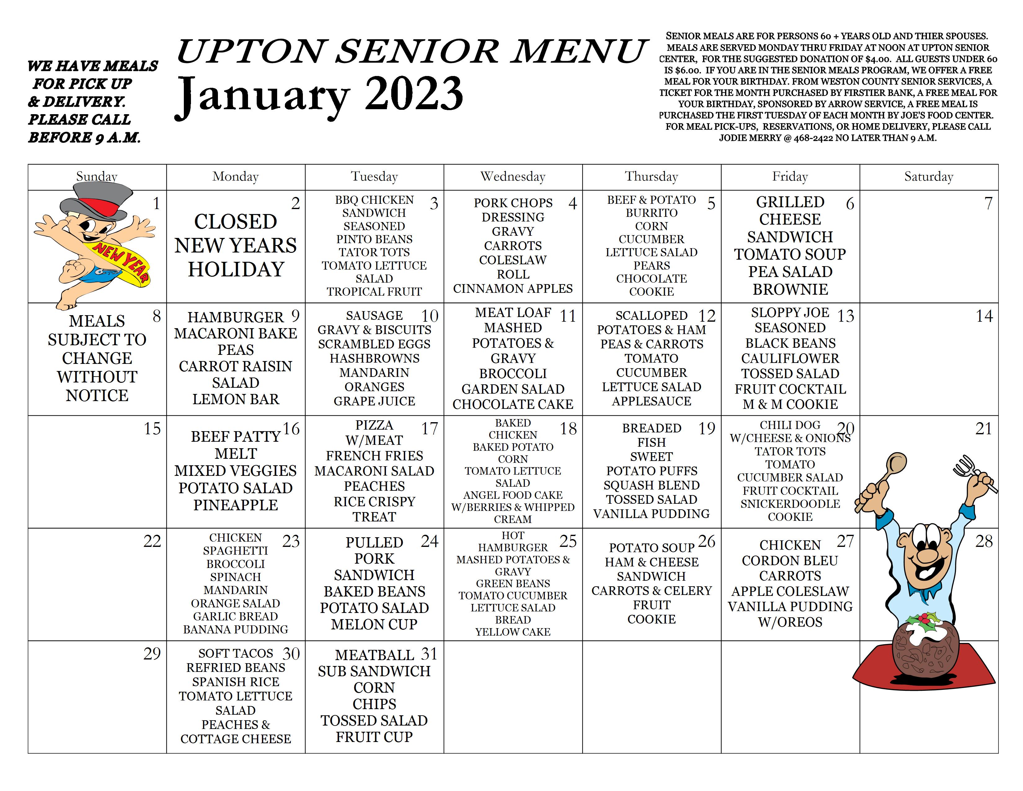 WCSCC Upton Menu